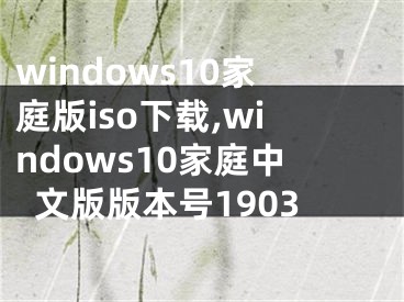 windows10家庭版iso下載,windows10家庭中文版版本號1903