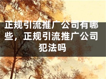 正規(guī)引流推廣公司有哪些，正規(guī)引流推廣公司犯法嗎