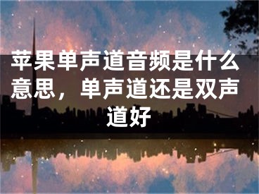 蘋果單聲道音頻是什么意思，單聲道還是雙聲道好