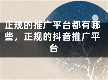 正規(guī)的推廣平臺都有哪些，正規(guī)的抖音推廣平臺