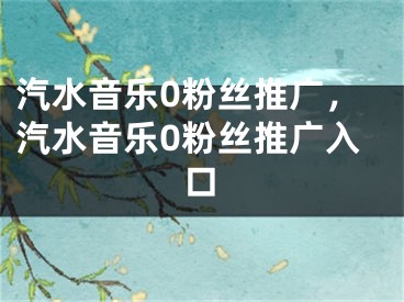 汽水音樂0粉絲推廣，汽水音樂0粉絲推廣入口