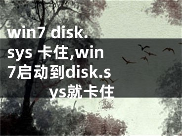 win7 disk.sys 卡住,win7啟動到disk.sys就卡住