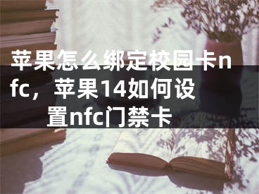 蘋果怎么綁定校園卡nfc，蘋果14如何設(shè)置nfc門禁卡