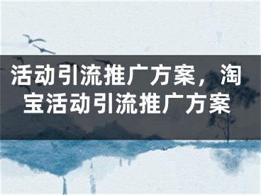 活動引流推廣方案，淘寶活動引流推廣方案