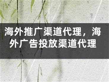 海外推廣渠道代理，海外廣告投放渠道代理