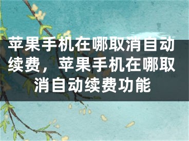 蘋果手機在哪取消自動續(xù)費，蘋果手機在哪取消自動續(xù)費功能