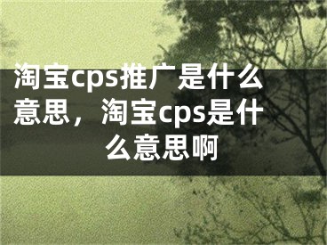 淘寶cps推廣是什么意思，淘寶cps是什么意思啊