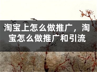 淘寶上怎么做推廣，淘寶怎么做推廣和引流