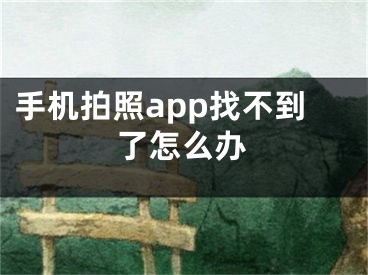 手機(jī)拍照app找不到了怎么辦