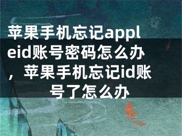 蘋果手機忘記appleid賬號密碼怎么辦，蘋果手機忘記id賬號了怎么辦