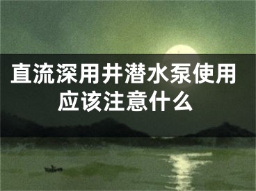 直流深用井潛水泵使用應(yīng)該注意什么