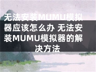 無法安裝MUMU模擬器應(yīng)該怎么辦 無法安裝MUMU模擬器的解決方法