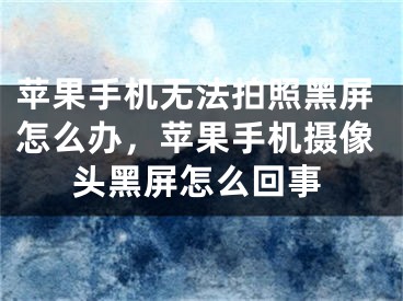 蘋果手機無法拍照黑屏怎么辦，蘋果手機攝像頭黑屏怎么回事