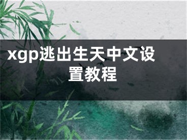 xgp逃出生天中文設(shè)置教程