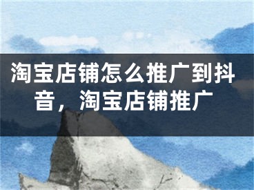 淘寶店鋪怎么推廣到抖音，淘寶店鋪推廣