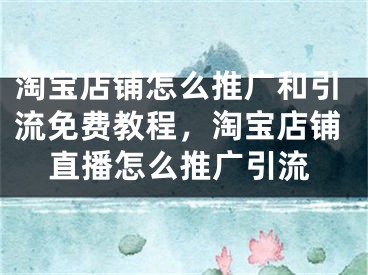 淘寶店鋪怎么推廣和引流免費(fèi)教程，淘寶店鋪直播怎么推廣引流