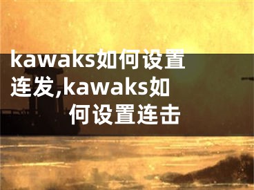 kawaks如何設(shè)置連發(fā),kawaks如何設(shè)置連擊