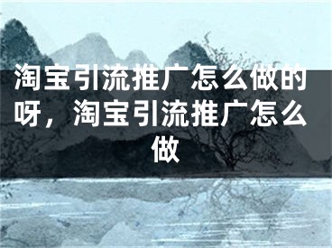 淘寶引流推廣怎么做的呀，淘寶引流推廣怎么做