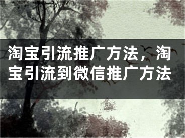 淘寶引流推廣方法，淘寶引流到微信推廣方法