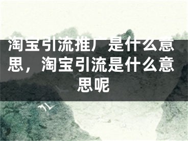 淘寶引流推廣是什么意思，淘寶引流是什么意思呢