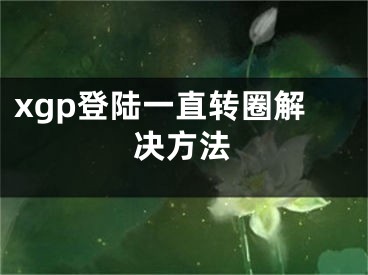 xgp登陸一直轉(zhuǎn)圈解決方法