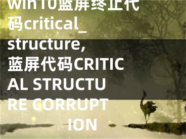 win10藍(lán)屏終止代碼critical_structure,藍(lán)屏代碼CRITICAL STRUCTURE CORRUPTION