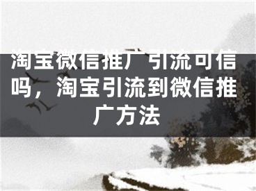 淘寶微信推廣引流可信嗎，淘寶引流到微信推廣方法