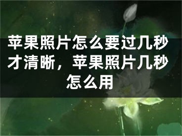 蘋(píng)果照片怎么要過(guò)幾秒才清晰，蘋(píng)果照片幾秒怎么用