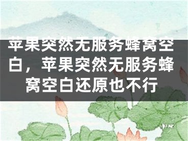 蘋果突然無(wú)服務(wù)蜂窩空白，蘋果突然無(wú)服務(wù)蜂窩空白還原也不行