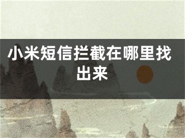 小米短信攔截在哪里找出來