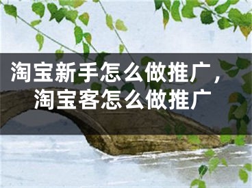 淘寶新手怎么做推廣，淘寶客怎么做推廣