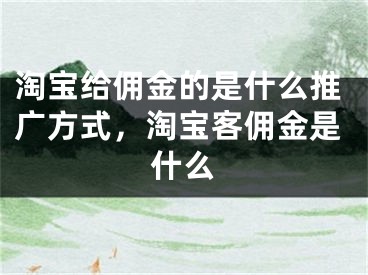 淘寶給傭金的是什么推廣方式，淘寶客傭金是什么