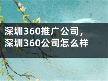 深圳360推廣公司，深圳360公司怎么樣