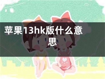 蘋果13hk版什么意思