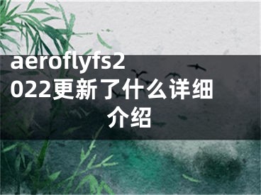 aeroflyfs2022更新了什么詳細介紹