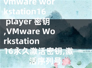 vmware workstation16 player 密鑰,VMware Workstation 16永久激活密鑰,激活序列號