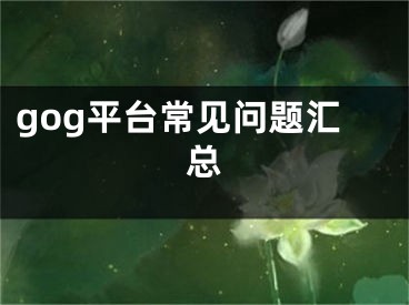 gog平臺常見問題匯總