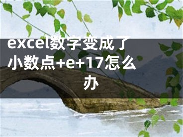 excel數字變成了小數點+e+17怎么辦