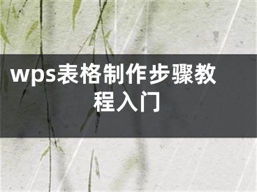 wps表格制作步驟教程入門