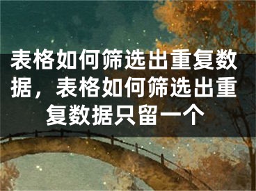 表格如何篩選出重復數(shù)據(jù)，表格如何篩選出重復數(shù)據(jù)只留一個