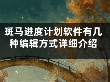 斑馬進(jìn)度計劃軟件有幾種編輯方式詳細(xì)介紹