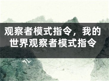 觀察者模式指令，我的世界觀察者模式指令