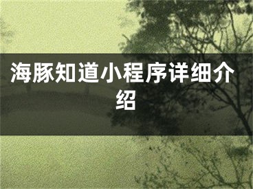 海豚知道小程序詳細(xì)介紹