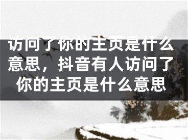 訪問了你的主頁是什么意思，抖音有人訪問了你的主頁是什么意思