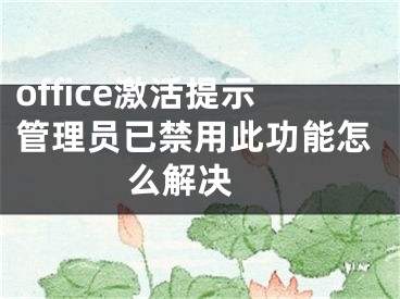 office激活提示管理員已禁用此功能怎么解決 