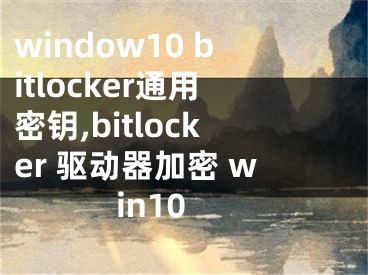 window10 bitlocker通用密鑰,bitlocker 驅(qū)動(dòng)器加密 win10