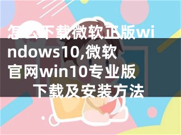 怎么下載微軟正版windows10,微軟官網(wǎng)win10專業(yè)版下載及安裝方法