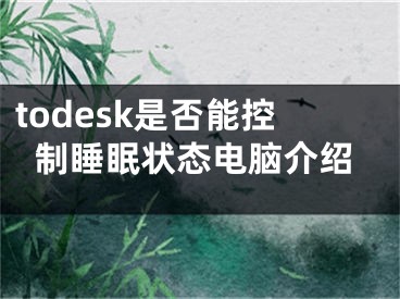 todesk是否能控制睡眠狀態(tài)電腦介紹