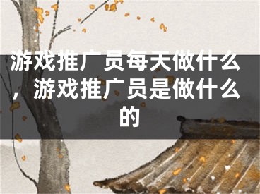 游戲推廣員每天做什么，游戲推廣員是做什么的