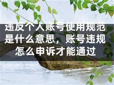 違反個(gè)人賬號(hào)使用規(guī)范是什么意思，賬號(hào)違規(guī)怎么申訴才能通過(guò)